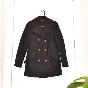 Zara short double breasted coat black.